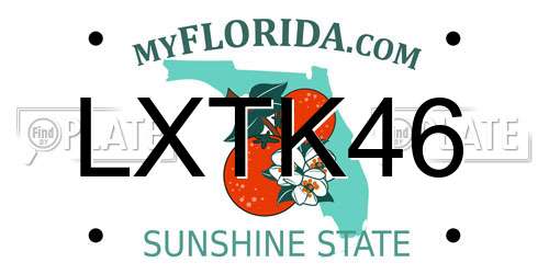 LXTK46 Florida License Plate