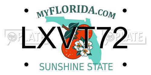 LXVT72 Florida License Plate