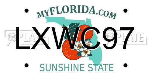 LXWC97 Florida License Plate