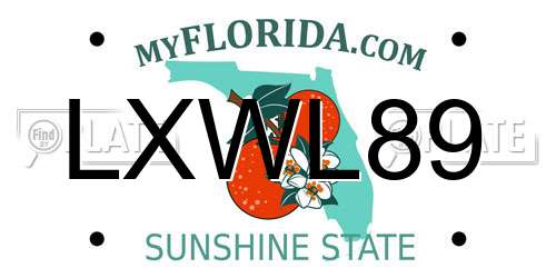 LXWL89 Florida License Plate