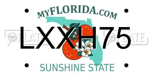 LXXH75 Florida License Plate