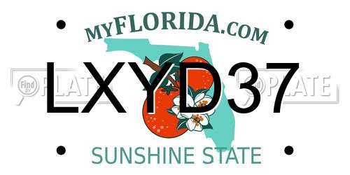 LXYD37 Florida License Plate