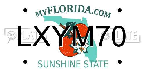 LXYM70 Florida License Plate