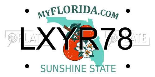 LXYR78 Florida License Plate