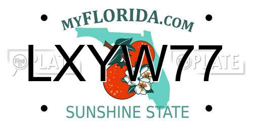 LXYW77 Florida License Plate
