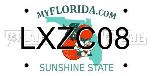 LXZC08 Florida License Plate
