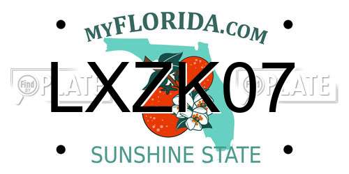LXZK07 Florida License Plate