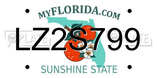 LZ2S799 Florida License Plate