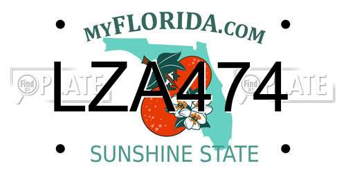 LZA474 Florida License Plate