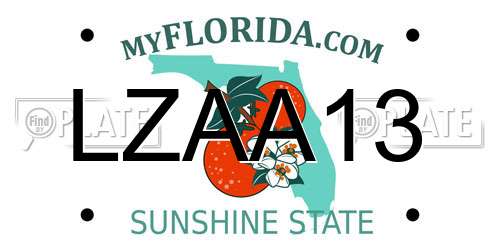 LZAA13 Florida License Plate