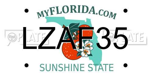 LZAF35 Florida License Plate
