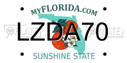 LZDA70 Florida License Plate