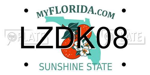 LZDK08 Florida License Plate