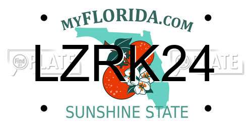LZRK24 Florida License Plate