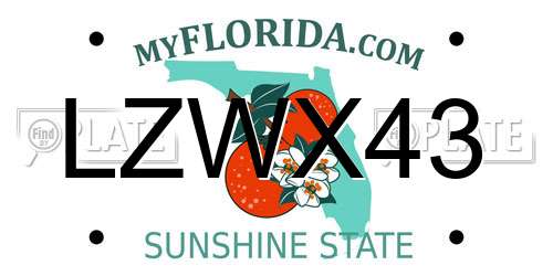 LZWX43 Florida License Plate
