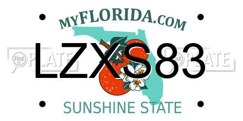 LZXS83 Florida License Plate