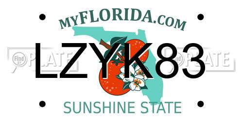 LZYK83 Florida License Plate