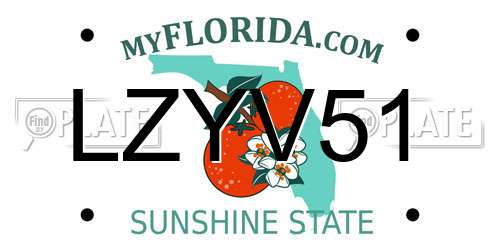 LZYV51 Florida License Plate