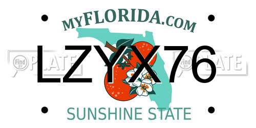 LZYX76 Florida License Plate