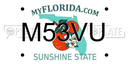 M53VU Florida License Plate