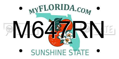 M647RN Florida License Plate