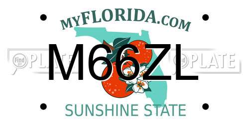 M66ZL Florida License Plate