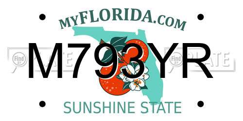 M793YR Florida License Plate