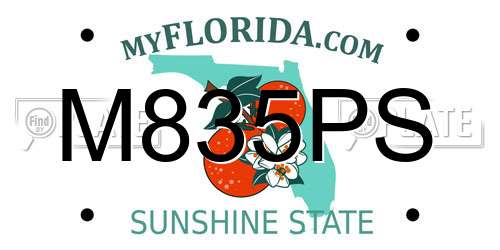 M835PS Florida License Plate