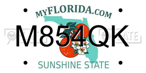 M854QK Florida License Plate