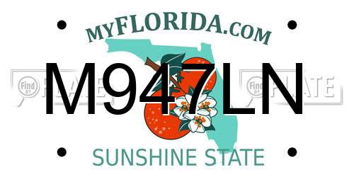 M947LN Florida License Plate