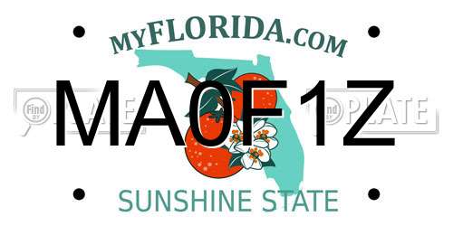 MA0F1Z Florida License Plate