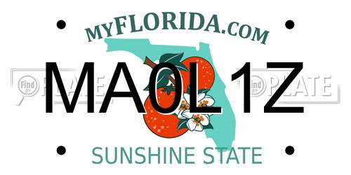 MA0L1Z Florida License Plate