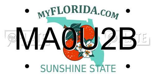 MA0U2B Florida License Plate