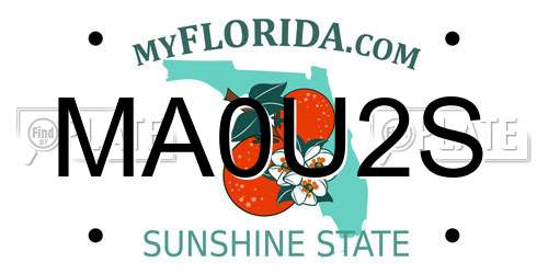 MA0U2S Florida License Plate