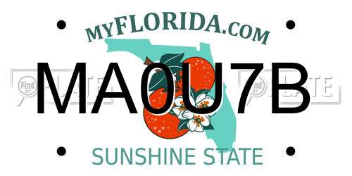 MA0U7B Florida License Plate