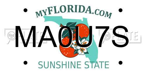 MA0U7S Florida License Plate