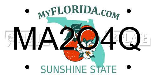 MA2O4Q Florida License Plate