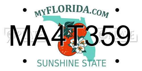 MA4T359 Florida License Plate