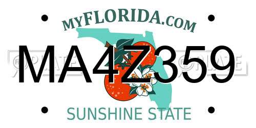 MA4Z359 Florida License Plate
