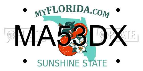 MA53DX Florida License Plate