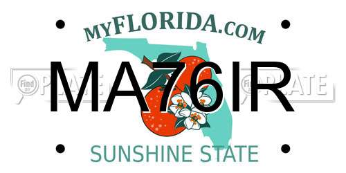 MA76IR Florida License Plate