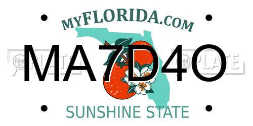 MA7D4O Florida License Plate