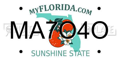 MA7O4O Florida License Plate