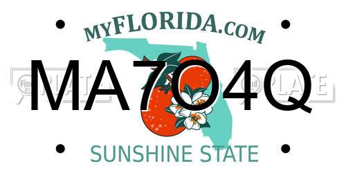 MA7O4Q Florida License Plate