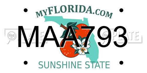 MAA793 Florida License Plate