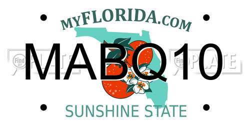 MABQ10 Florida License Plate