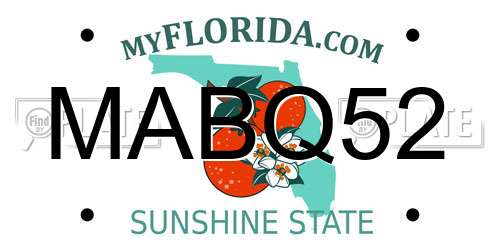 MABQ52 Florida License Plate