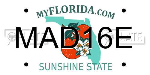 MAD16E Florida License Plate