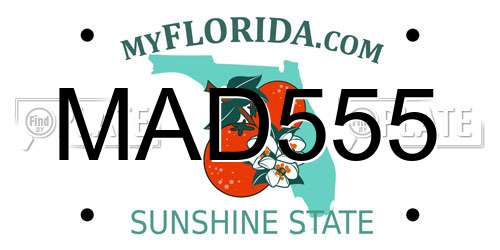 MAD555 Florida License Plate