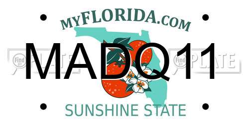 MADQ11 Florida License Plate